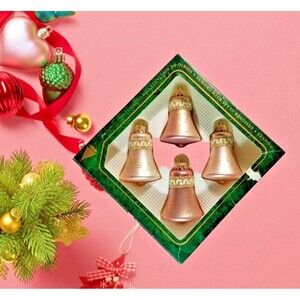 Christmas By Krebs Holiday Ornaments Embellished Bell Shaped Glass Crown Tops